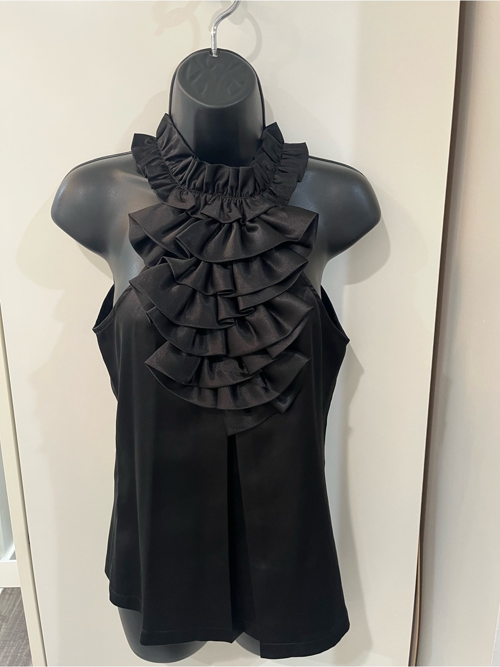 Double Zero Black Ruffle Halter Camisole